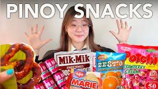 KOREANA Tries Her CHILDHOOD FILIPINO SNACKS  | Juwonee