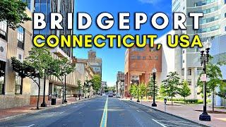 Connecticut Driving Tour, USA: Downtown Bridgeport CT - 4k