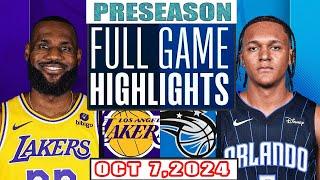 Los Angeles Lakers Vs Orlando Magic Full Game Highlights Oct 7,2024 NBA Preseason