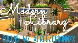 Sims 4 | House Build: Modern Library | Collab w/ xFreezerBunnyx