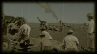 25 Pounder guns firing, 8th Army,  reconstruction using scale models and green screening.