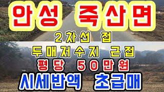 [안성 토지] 죽산관광단지가 들어설 안성의 귀한 땅 초급매/ 2차선 접/두매저수지 근접 시세반액 토지