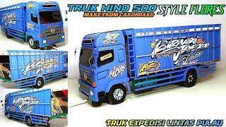 MEMBUAT TRUK HINO 500 STYLE FLORES TRUK EXPEDISI LINTAS PULAU || MINIATUR TRUK KARDUS