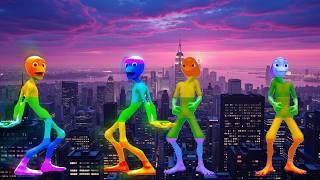 Gotham Rooftop Dance-Off: Rainbow Alien Showdown!