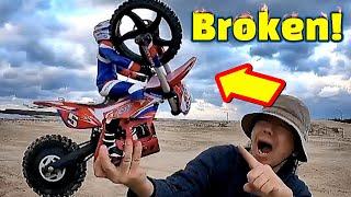 Kyosho USA1 Monster truck collided with RC motorcycle and broke.