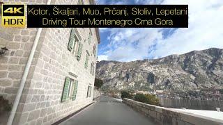 Kotor, Škaljari, Muo, Prčanj, Stoliv, Lepetani Driving Tour Montenegro Crna Gora zimi