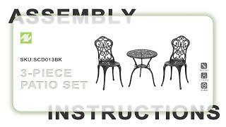 Nuu Garden® Outdoor 3-Piece Cast Aluminum Patio Set | ASSEMBLY INSTRUCTIONS