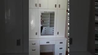 Walk In Wardrobe with Dresser Unit in White Gloss Finish | Fitted Walk In Wardrobes in London