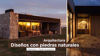 Arquitectura con piedras naturales  Casa moderna con revestimiento interior y exterior en piedra.