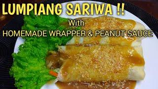 LUMPIANG SARIWA WITH HOMEMADE WRAPPER & PEANUT SAUCE  #lumpiangsariwa