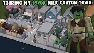 TOURING MY $990K BLOXBURG MILK CARTON TOWN PLOT... im shrek