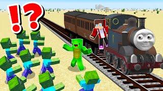 JJ and Mikey in Zombie Apocalypse Train CHALLENGE in Minecraft / Maizen Minecraft