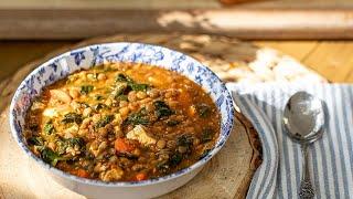 Greek Lentil Soup with Spinach & Feta