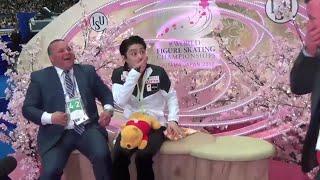 Worlds 2019 - Yuzuru Hanyu's reaction to Brian accidentally swearing