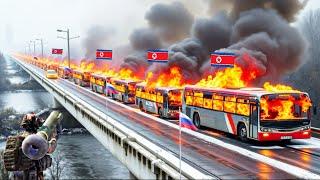 2 minutes ago! Ukraine bombs 80 North Korean buses supplying ammunition to Russia