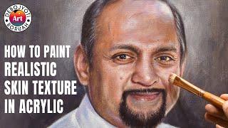 How to Paint Realistic Skin Texture in Acrylic Portrait Painting Tutorial by Debojyoti Boruah