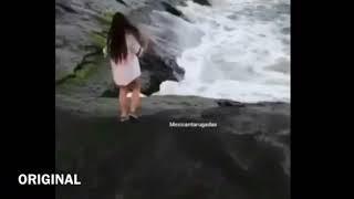 Girl fall into lava fake & original Video