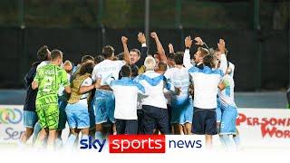 San Marino supporter reacts after first victory in 20 years and first competitive win in history