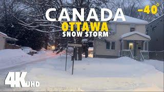 Ottawa, Canada  Snow Storm️ Winter Walk 4K HDR