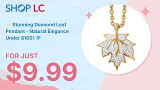 Karis Leaf Pendant: Diamond Accent, 18K Gold Plated, 20" Steel Chain