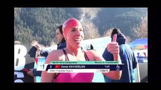 Best time ever of Deniz Kayadelen - out of comfort zone  6th İİSA İce Swim World Championships