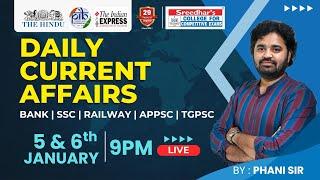 Live | Daily Current Affairs in Telugu | 5 & 6th January | Latest & Important News | Phani Sir