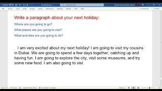 Paragraph about your next holiday plans || My next vacation essay