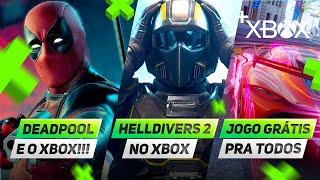 NOVO JOGO GRÁTIS PRA TODOS AGORA, HELLDIVERS 2 NO XBOX e DEADPOOL JUNTO com o XBOX!