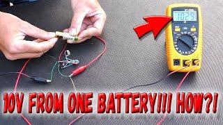  10 volts from one battery EASY!!! Step-up voltage converter!!! 