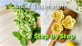 Cucumber Roses and Lemon Rose TutorialsGarnish food ideas  Ideas for salad decorating 