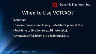 Dynamic Engineers Inc - TCXO vs VCTCXO 03.13.25
