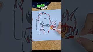 Drawing Among Us with Super Fire Easily #shortvideo #short #amongus #fnf