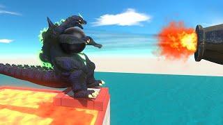 Big Cannon Shoots Kaiju into Lava Pool - Animal Revolt Battle Simulator