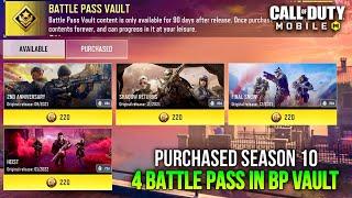 Buying All 4 Battle Pass In BP Vault Season 10 Codm 2023 | 4th Anniversary Call Of Duty Mobile