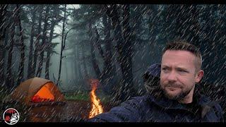 Dark and Gloomy Rain Camp in the Remote Mountains - ASMR Camping Adventure