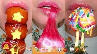 Emoji Food Challenge ASMR Satisfying WAX CANDY GUMMIE BALLS Mukbang 먹방