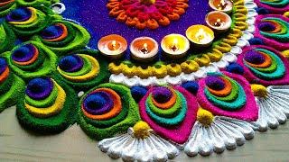 #1077 Easy and Unique Peacock rangoli designs for diwali 2020 by Jyoti