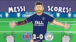 MESSI scores against MAN CITY! (2-0 Champions League 2021-22 PSG Goals Highlights Gueye)