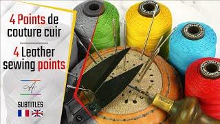 Leather Sewing TUTO 🪡 4 Points MASTERY in 5 minutes [saddler - rope - cross - chevron]