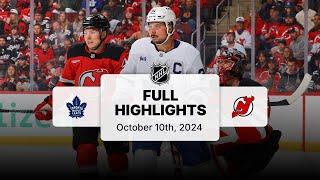 Leafs at Devils | October 10, 2024 | NHL Full Game Highlights