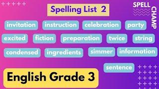 English Grade 3 Spelling List 2