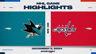 NHL Highlights | Sharks vs. Capitals - December 3, 2024