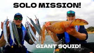 GIANT SQUID & GARFISH FISHING - SOLO MISSION on the KAYAK!