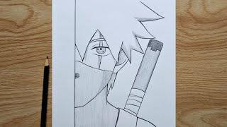 Easy anime half face drawing | How to draw Anime Ninja ( Kakashi ) step by step | naruto tutorial