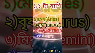 Names of Rashi in Assamese And English/ৰাশিসমূহৰ নাম ইংৰাজীত জানো আহক/ #indianhoroscope #rashifal