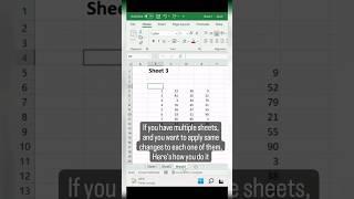 Apply changes to multiple Sheets #shorts #excel #informative