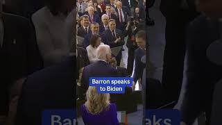 Barron Trump speaks to Joe Biden