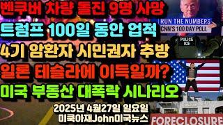 캐나다 벤쿠버 차량 돌진 사건! 트럼프 100일 동안의 끔찍한 업적! 4기 암환자 시민권자 강제 추방! 일론 머스크 테슬라에 이득일까? 미국 부동산 대폭락 시나리오!