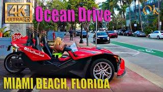 4K  Ocean Drive and Collins Avenue MIAMI Beach Florida USA 2022 -Morning Walk