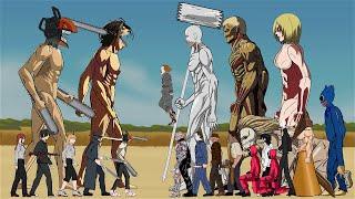 Chainsawman Titan, Eren Titan vs Warhammer Titan, Female, Armor & more - Drawing cartoon 2